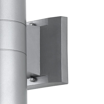Duo 6" Modern Midcentury Cylinder Outdoor Metal/Glass Integrated LED Wall Sconce with Uplight - JONATHAN Y